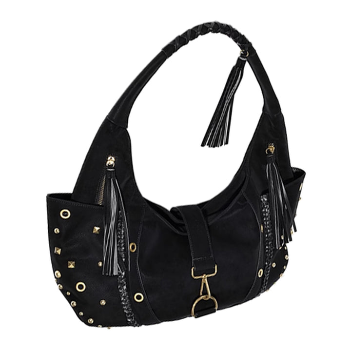 ROTVA Studded And Fringed Tote Bag