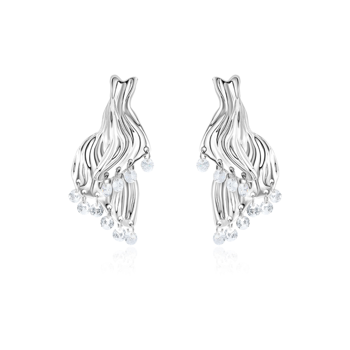 RTEVA Diamante Fringed Earrings -Pair