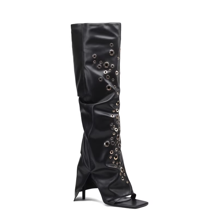 RUIVA Ring Embellished Knee High Boots