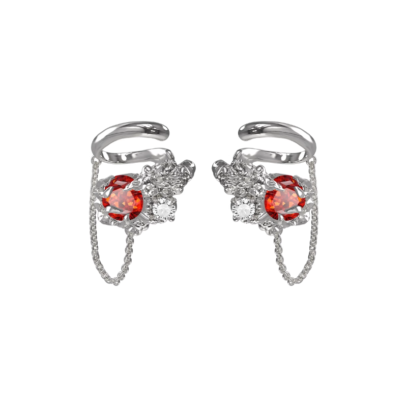 RULEI Diamante And Chain Earrings - Pair