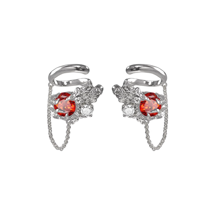 RULEI Diamante And Chain Earrings - Pair