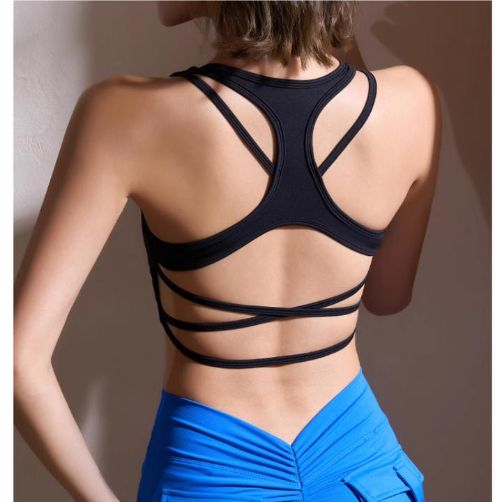 RUNVI Yoga Pilates Back Cross Fitted Sports Bra