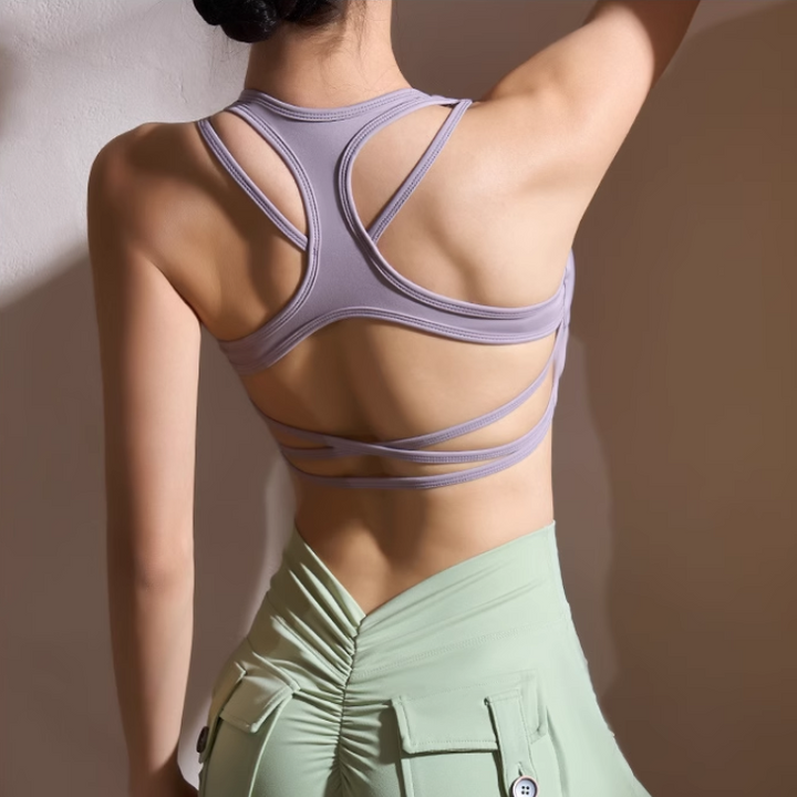 RUNVI Yoga Pilates Back Cross Fitted Sports Bra