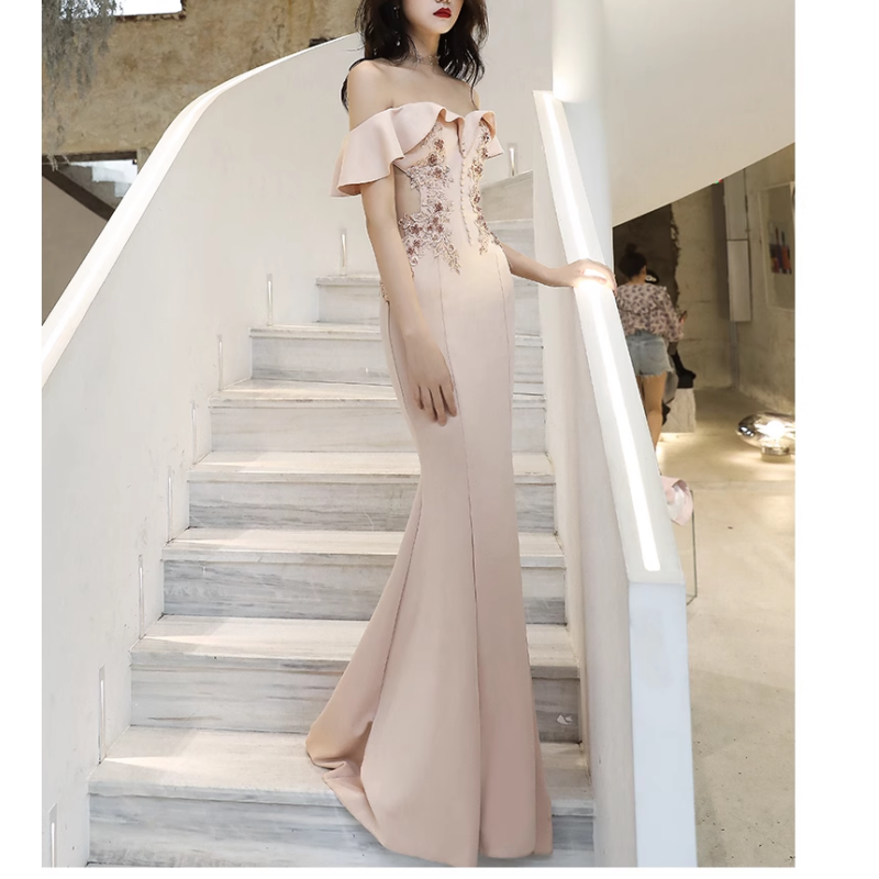 RUVCT Diamante Off-Shoulder Evening Dress Gown
