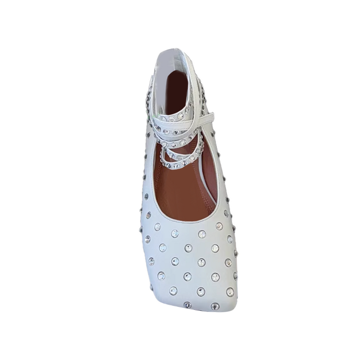 RVOTE Diamante Lace Up Ballet Shoes