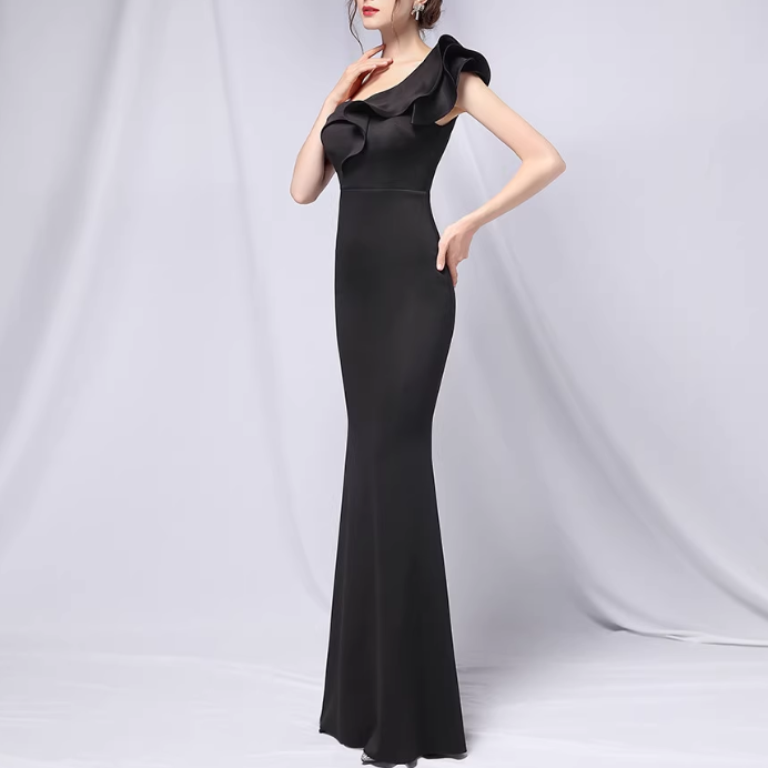 SACDA Ruffled Maxi Evening Dress Gown