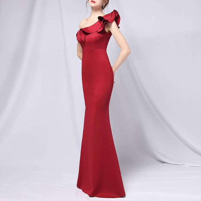 SACDA Ruffled Maxi Evening Dress Gown