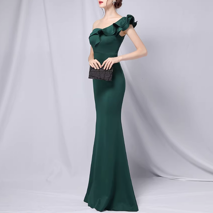 SACDA Ruffled Maxi Evening Dress Gown