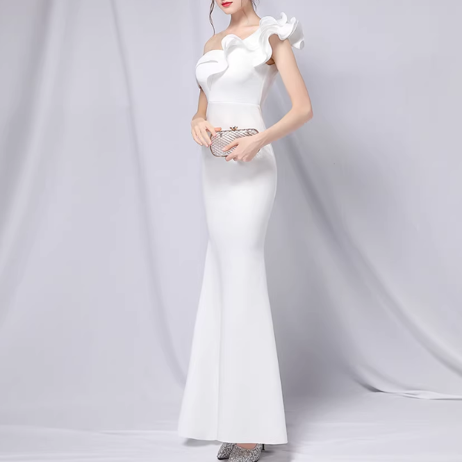 SACDA Ruffled Maxi Evening Dress Gown
