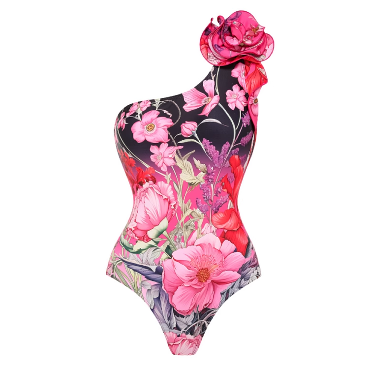 SARON Flower Embellished Printed Swimwear