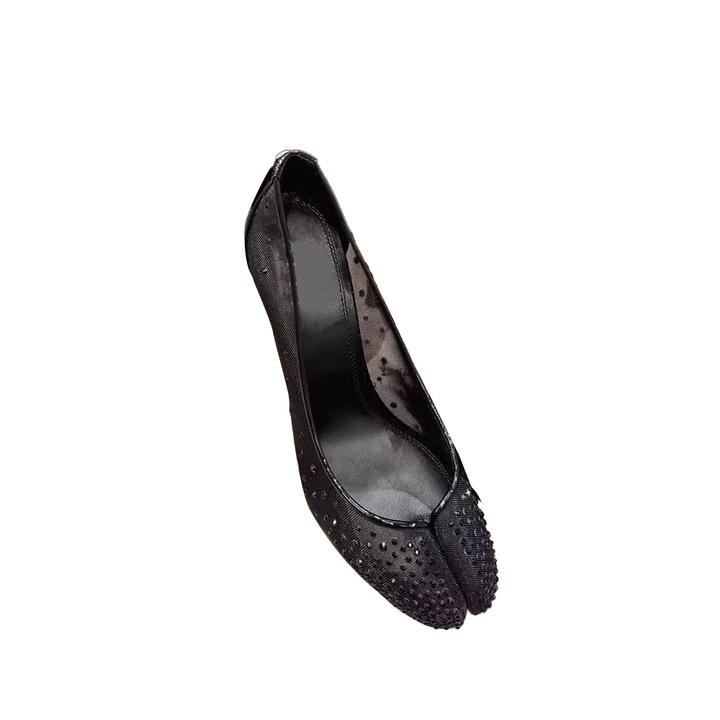 SAVCE Diamante Spilt Toe High Heel Pumps