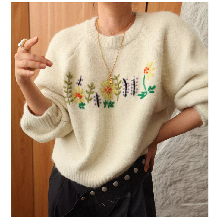 SAVTI Flower Embroidery Knitwear Sweater