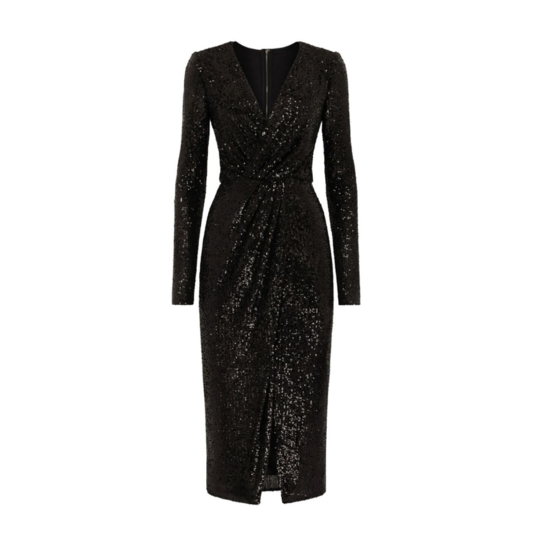 SEBON Sequinned V Neck Evening Dress Gown