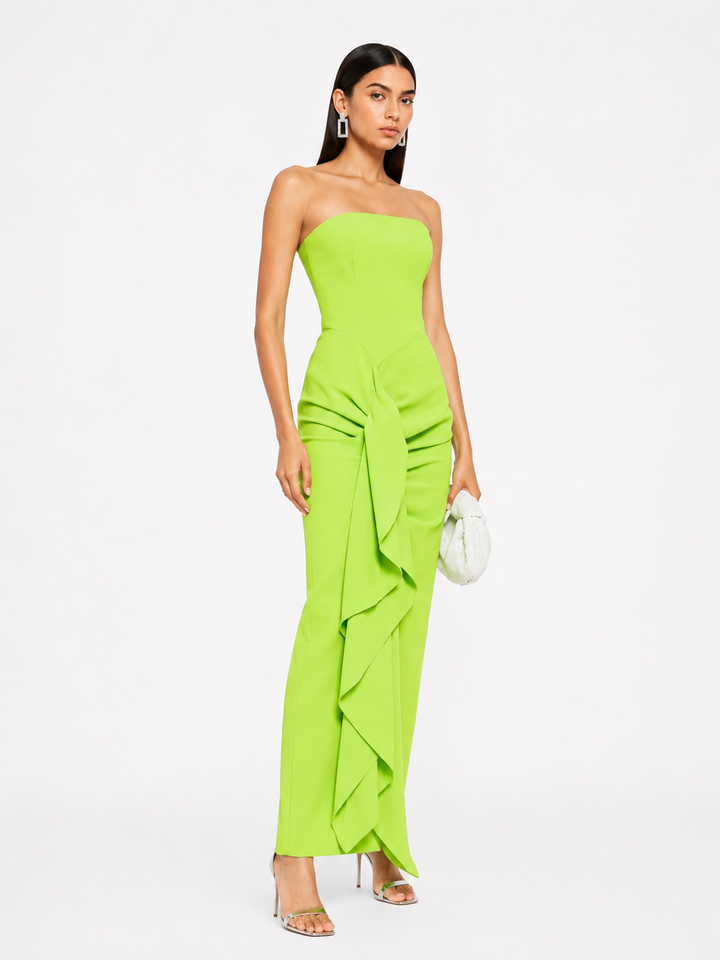 SECVR Ruffled Tube Evening Dress Gown