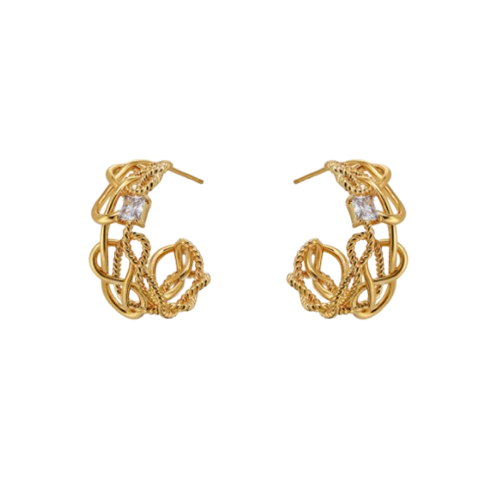 SEHAN Diamante Cut Out Earrings - Pair