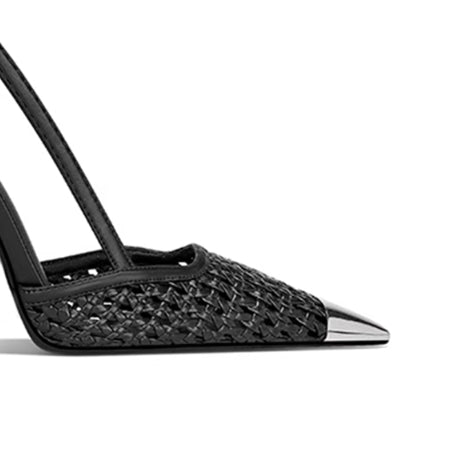 SETOL Metal-Plated Braided Mid Heel Sandals - 8cm