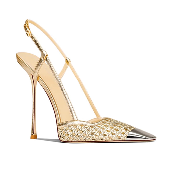 SETOL Metal-Plated Braided High Heel Sandals - 10cm