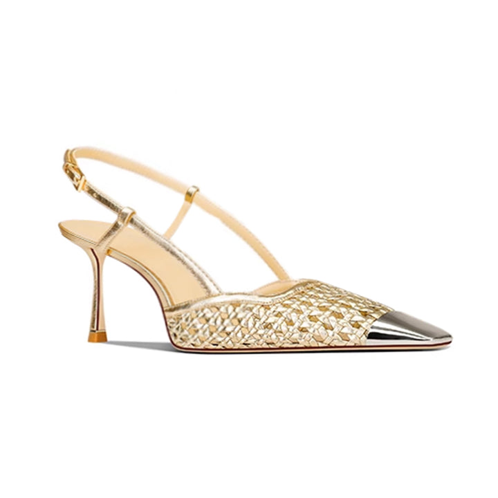 SETOL Metal-Plated Braided Mid Heel Sandals - 6cm