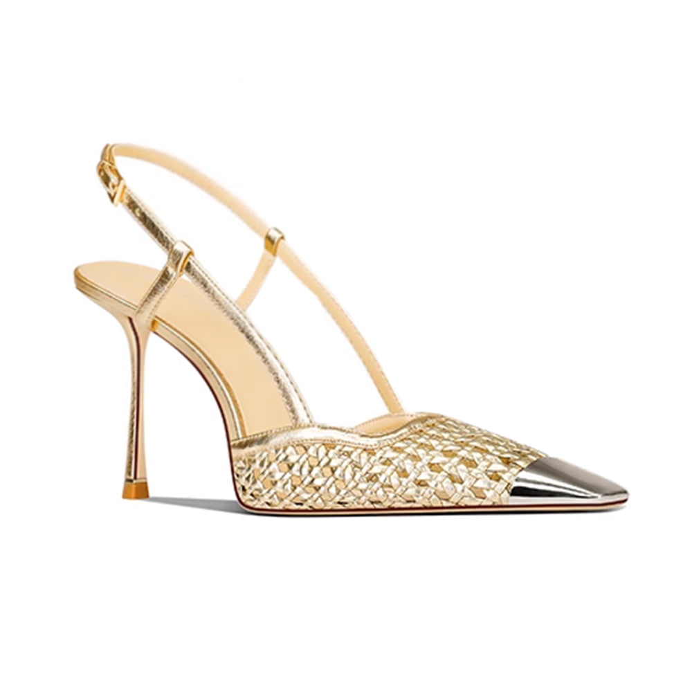 SETOL Metal-Plated Braided Mid Heel Sandals - 8cm