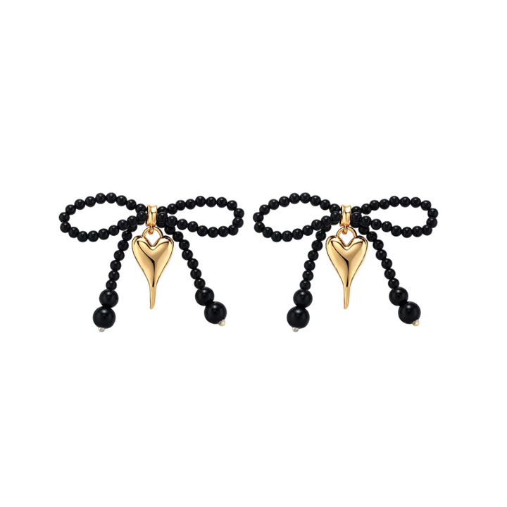 SEVKT Bow And Heart Earrings - Pair