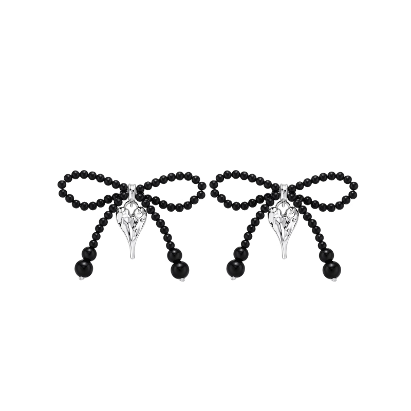 SEVKT Bow And Heart Earrings - Pair