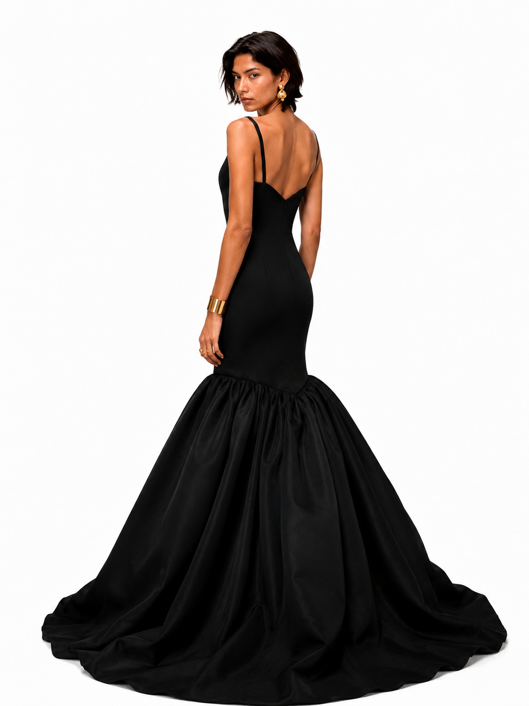 SIUNE Ruffled Hem Maxi Evening Dress Gown