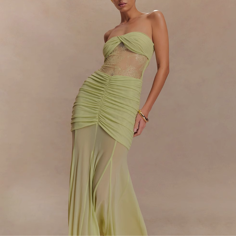 SLEVA Tube See-Through Evening Dress Gown