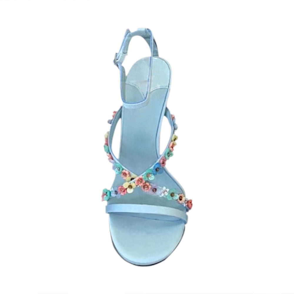 SMERA Flower Ankle Strap Mid Heel Sandals