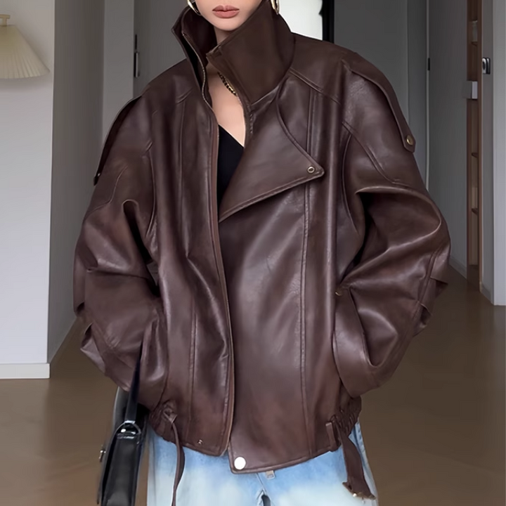 SOIVA Leather Biker Jacket