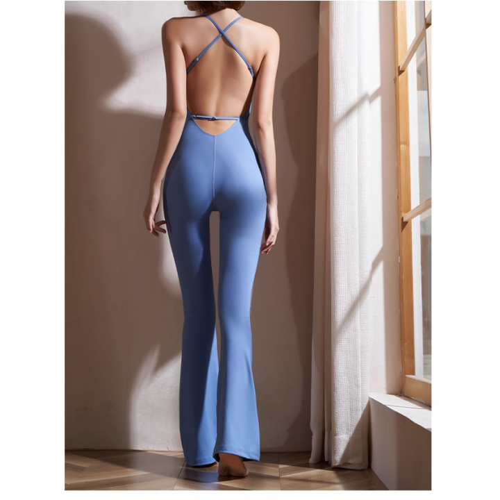 SOMIT Yoga Pilates Backless Fitted Jumpsuit