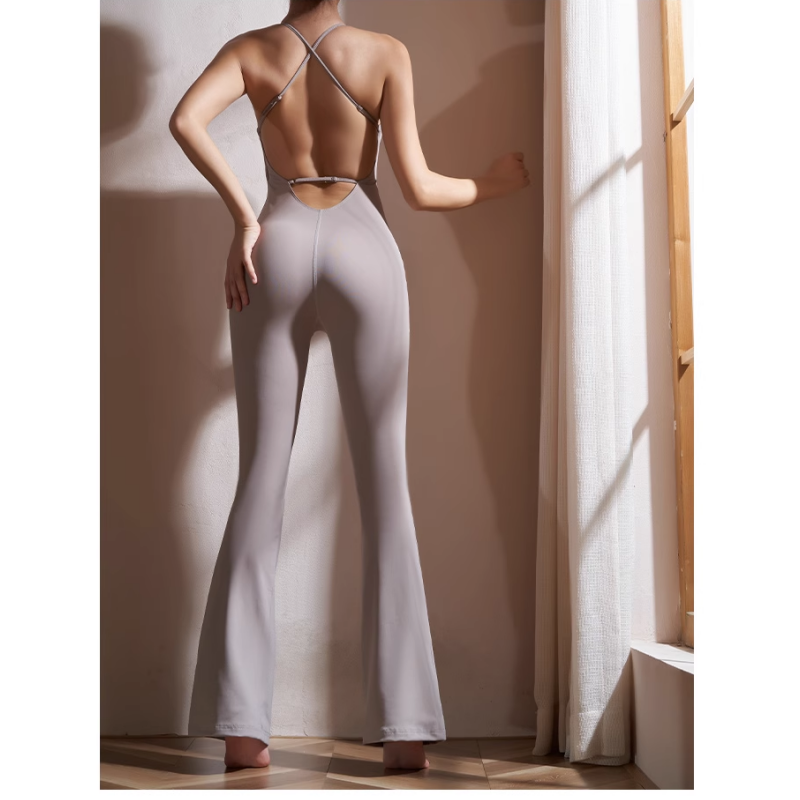 SOMIT Yoga Pilates Backless Fitted Jumpsuit