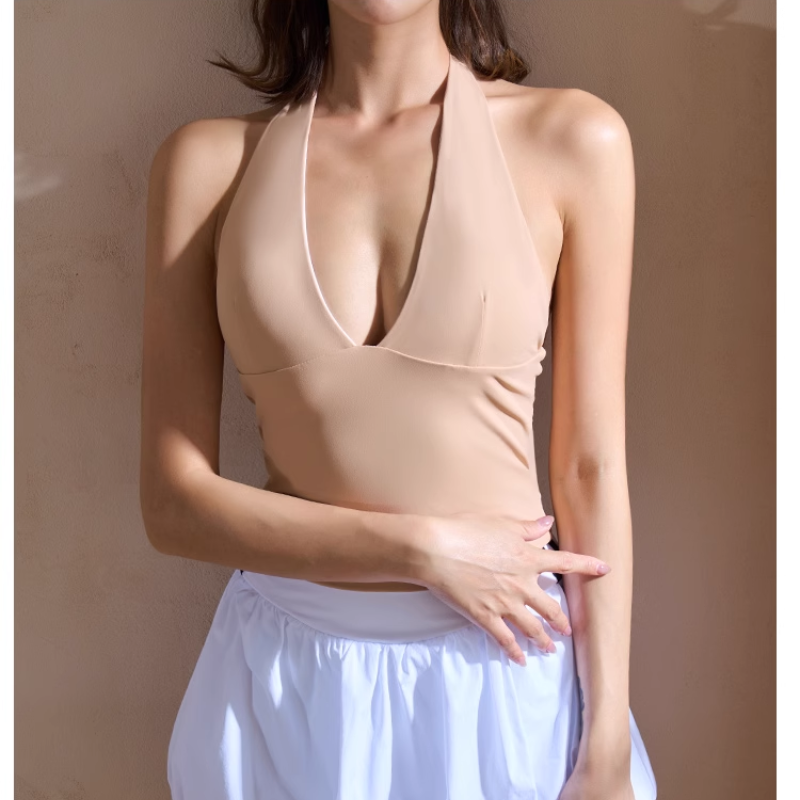 SOVDE Yoga Pilates Deep V Fitted Sports Bra