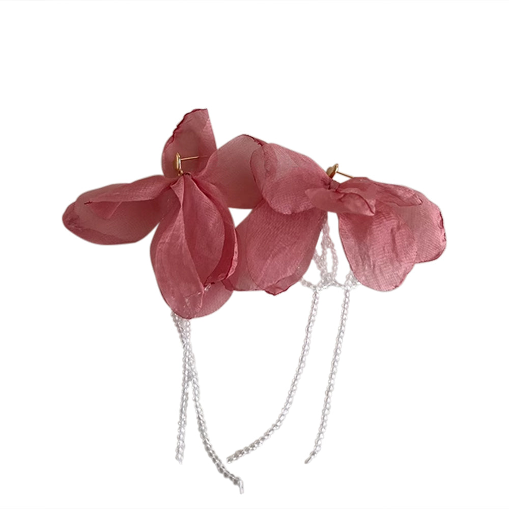 STCIU Flower Beaded Long Earrings - Pair