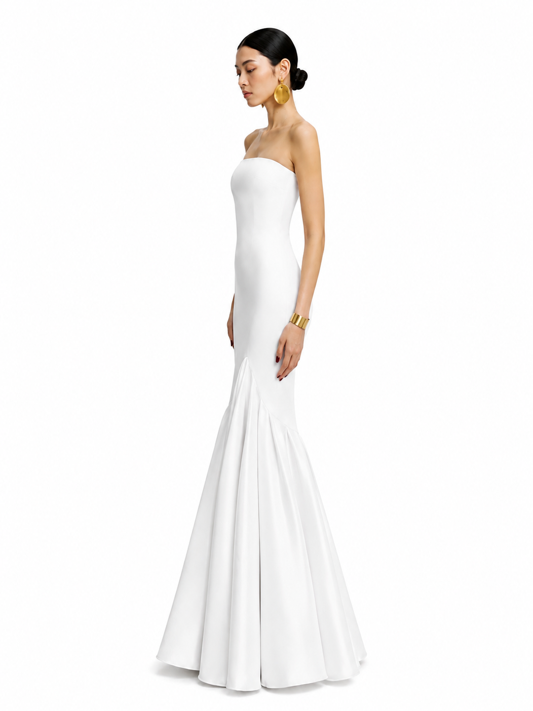 SVERI Ruffled Hem Tube Evening Dress Gown