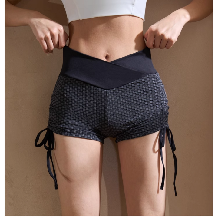 TADEC Yoga Pilates Draw-String Fitted Fitness Shorts