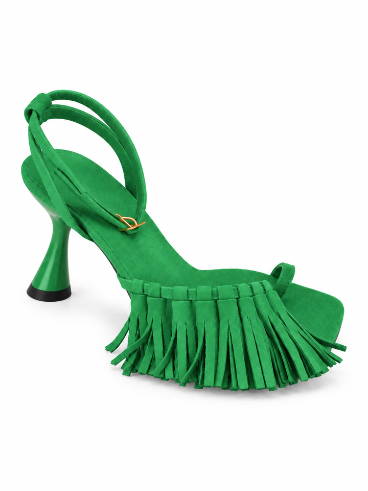 TAROF ANKLE STRAP SPILT TOE MID HEEL SANDALS
