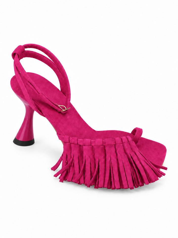 TAROF ANKLE STRAP SPILT TOE MID HEEL SANDALS