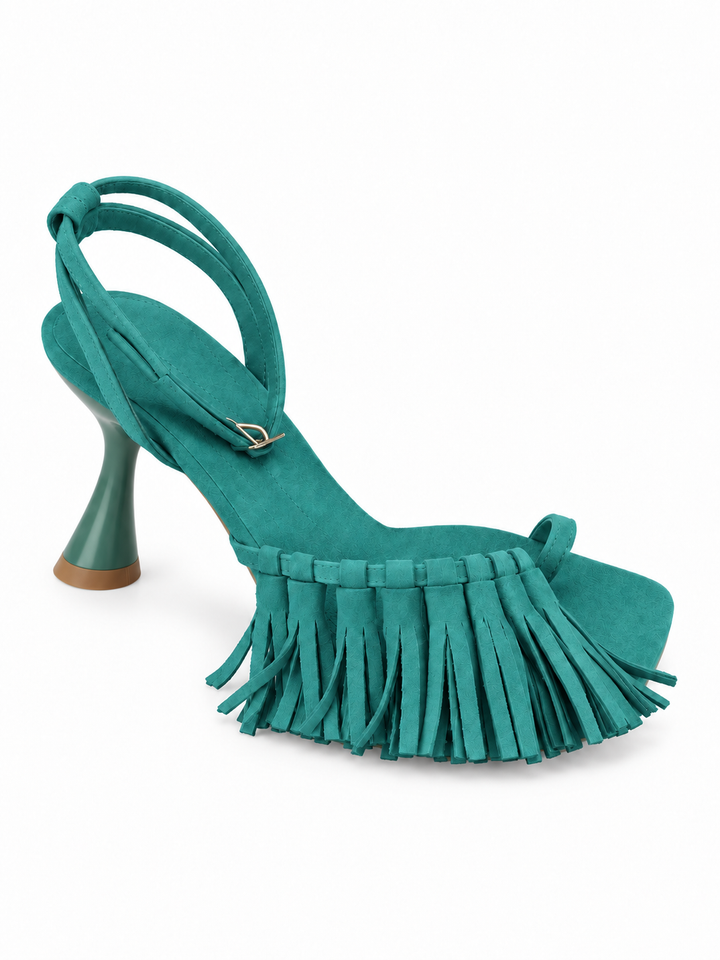 TAROF ANKLE STRAP SPILT TOE MID HEEL SANDALS