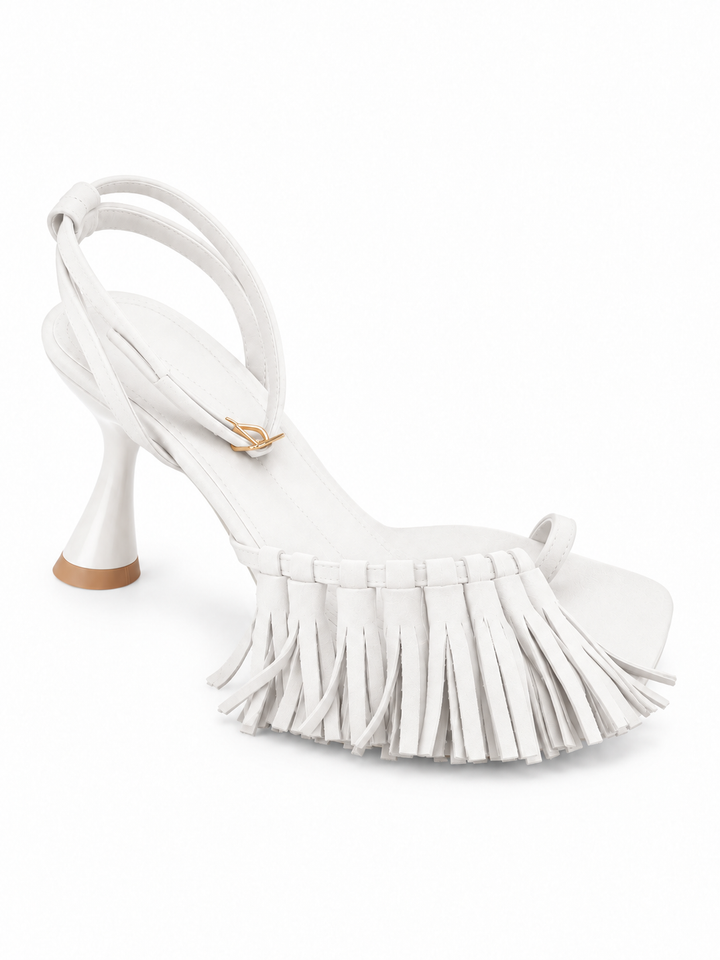 TAROF ANKLE STRAP SPILT TOE MID HEEL SANDALS