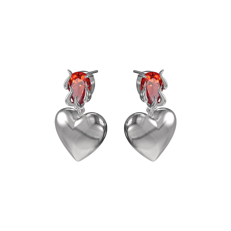 TARUA Heart And Diamante Earrings - Pair