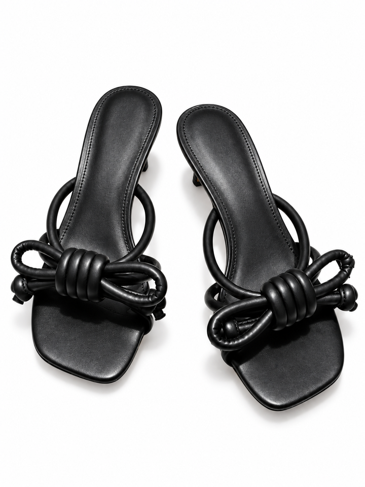 TAVRI KNOTTED MID HEEL SANDALS