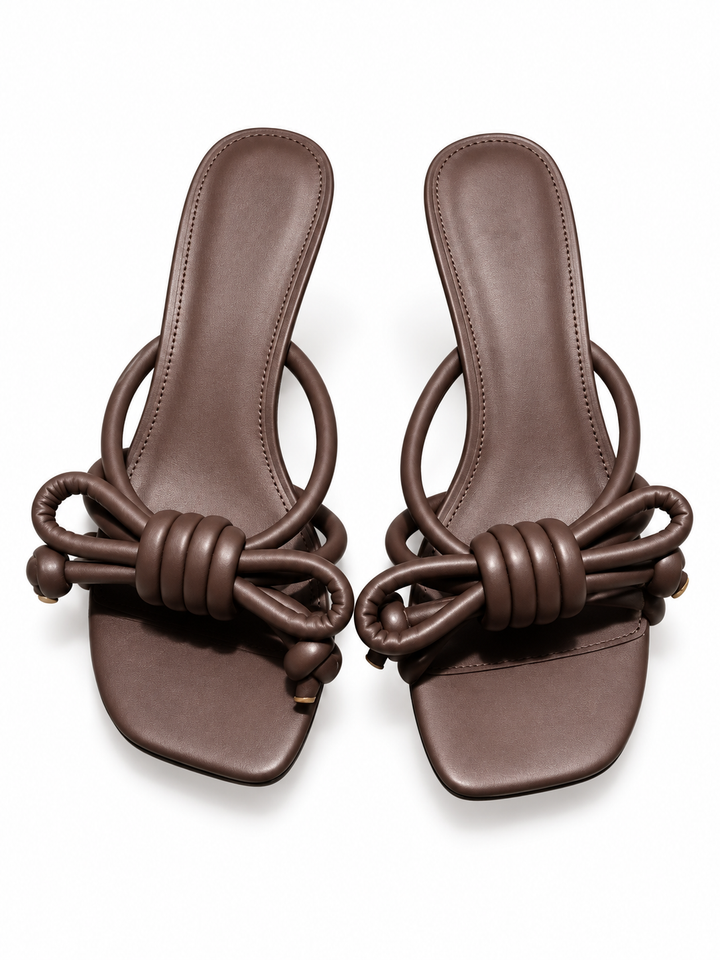TAVRI KNOTTED MID HEEL SANDALS