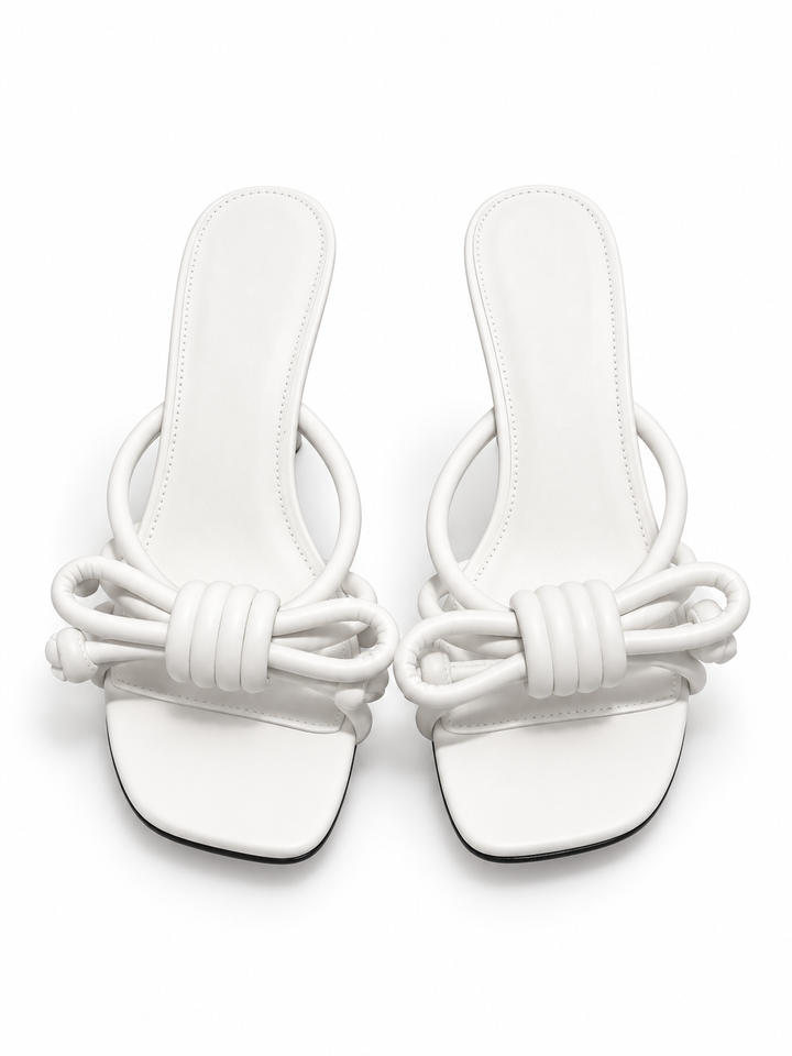 TAVRI KNOTTED MID HEEL SANDALS