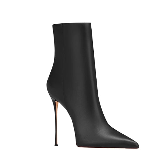 TEVMI Leather High Heel Ankle Boots