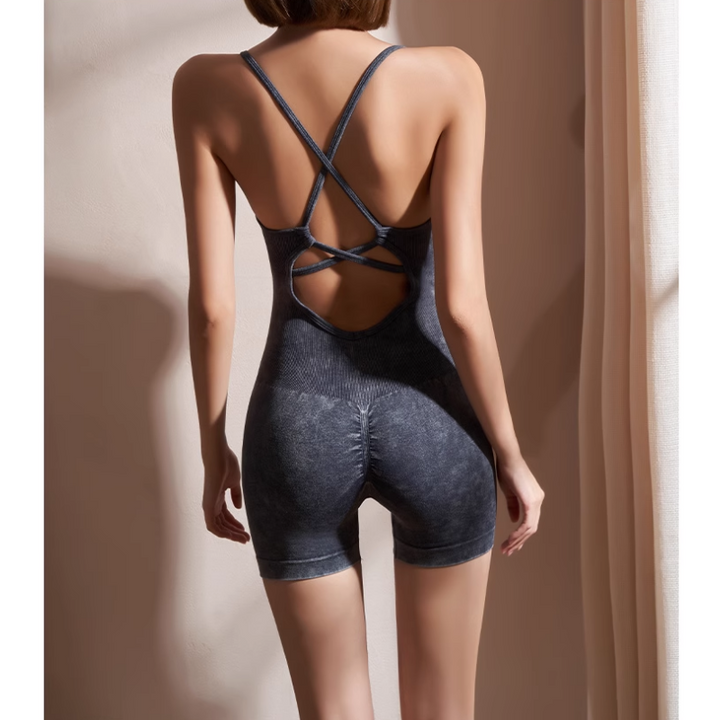 TIAVE Yoga Pilates Backless Fitted Bodysuit