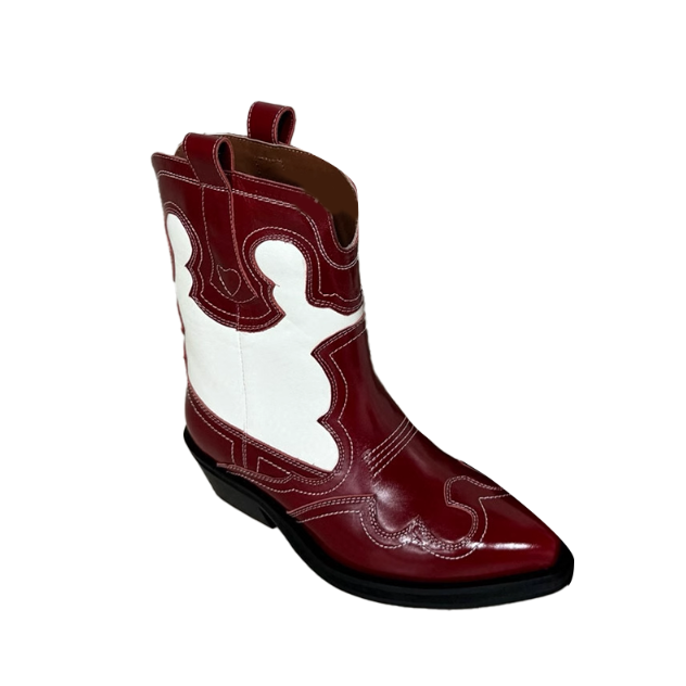 VAMMI Leather Western Cowboy Ankle Boots