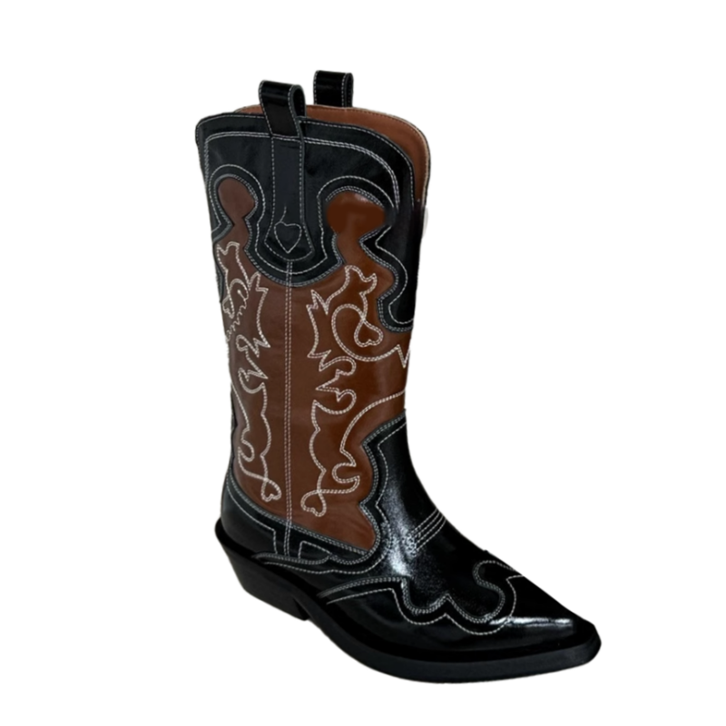 VAMMI Leather Western Cowboy Knee High Boots