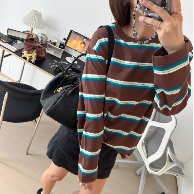 VEFFI Striped Long Sleeves Top