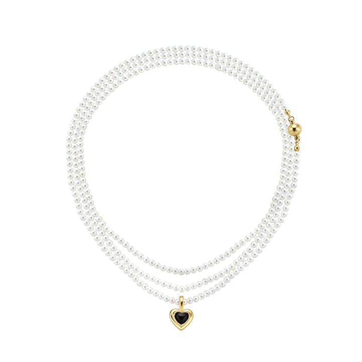 VEHRA Heart Detailed Pearl Necklace