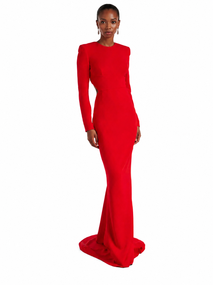 VELNA Backless Maxi Evening Dress Gown